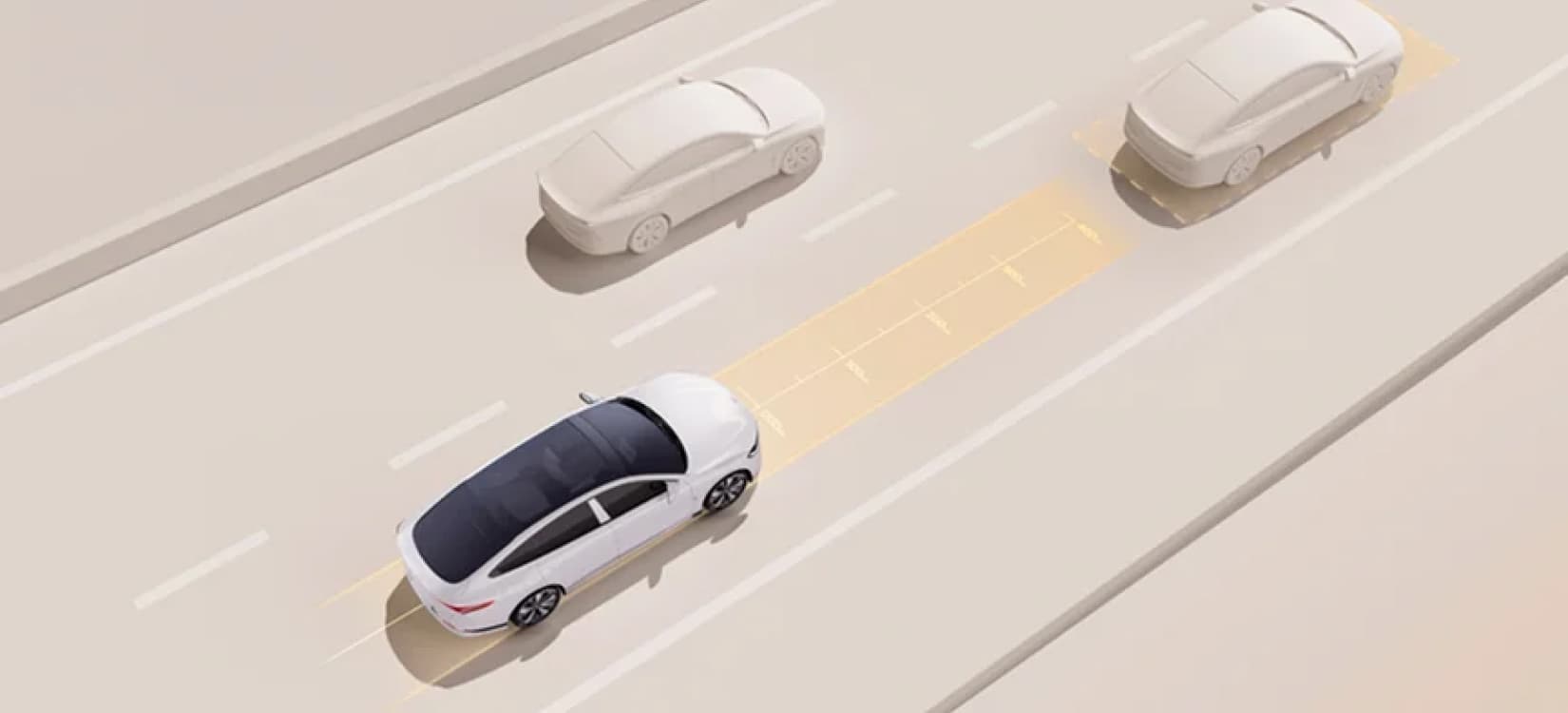 ADAS: advertencia de abandono de carril LDW y alerta de colision frontal FCW.